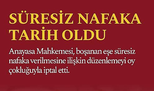 Süresiz nafaka kararı iptal edildi
